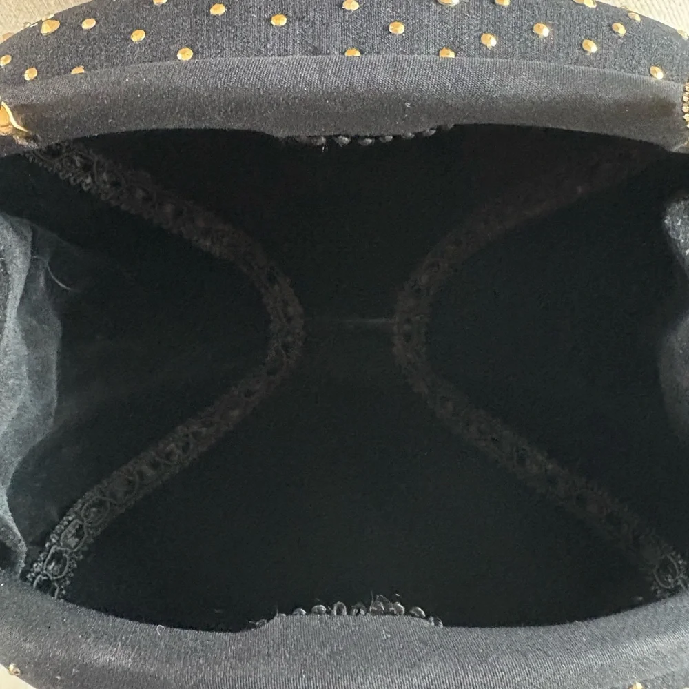 St.John |Vintage black hard cover evening shoulder bag with gold beading | NWOT